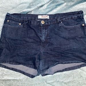 Dark-washed denim shorts